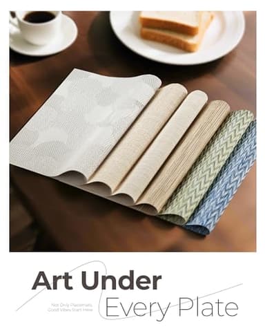 Leetaltree Beige Placemats Set of 8 - Heat Resistant Non-Slip Place mats for Dining Table, Washable Durable PVC Vinyl Woven Table Mats（Beige, 8） - Image 8