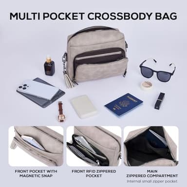 POIUGOYA Crossbody Purses for Women Trendy,Vegan Leather Medium Crossbody Bag,Women's Crossbody Travel Purse Built in Wallet - Image 4