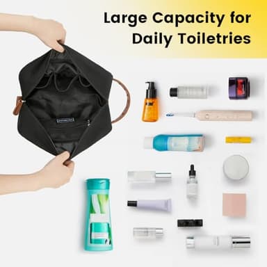 Vorspack Travel Toiletry Bag - Hanging Toiletry Bag for Men Water Resistant Canvas Shaving Bag with Large Capacity for Travel - Black - Image 6
