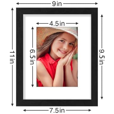 Vittanly 8x10 Picture Frames Set of 9, Shatter Resistant Plexiglass, Display 5x7 Pictures with Mat or 8x10 without Mat, Photo Frames for Wall or Tabletop, Engineered Wood, Black - Image 3