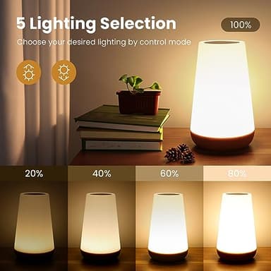 THAUSDAS Night Light, Dimmable Touch Lamp for Bedroom, Portable Table Bedside Lamp, 5 Brightness 13 RGB Colors, Night Lights for Baby Nursery Bathroom - Image 3