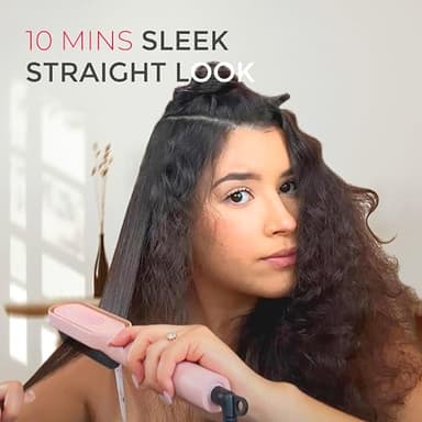 Hair Straightener Brush, TYMO Ring Hair Straightener Comb Straightening Brush for Women with 5 Temps 20s Fast Heating & Dual Voltage, Pink - Image 2