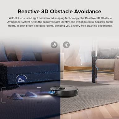 roborock S8+ Robot Vacuum, Sonic Mop with Self-Empty Dock, Stores up to 60-Days of Dust, Auto Lifting Mop, Ultrasonic Carpet Detection, 6000Pa Suction, Black - Image 4