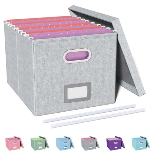 Oterri File Organizer, File Box, File Cabinet for Letter File Folder Storage, Hanging File Organizer for Office/Decor/Home,Document Organizer, 1 Pack,Gray-White-Box Only - Image 1