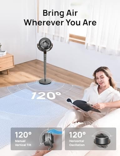 Dreo Fan for Bedroom, 120° Oscillating Standing Fan, DC Motor, Quiet Pedestal Fans, 9 Speeds, 4 modes, 20dB Low Noise, Floor Fan for Whole Room, 37-42'' Adjustable Height, 9H Timer - Image 3