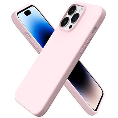 ORNARTO Compatible with iPhone 14 Pro Max Case 6.7, Slim Liquid Silicone 3 Layers Full Covered Soft Gel Rubber Phone Case Protective Cover with Microfiber Lining 6.7 inch-Chalk Pink - Image 1