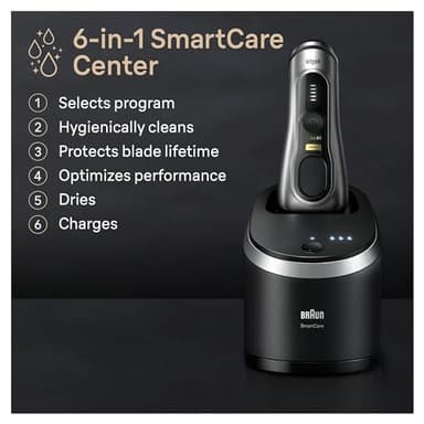 Braun Series 9 PRO+ Electric Razor for Men, 5 Pro Shave Elements & Precision Long Hair Trimmer, 6in1 SmartCare Center, Wet & Dry Electric Razor for Smooth Skin with 60min Battery Runtime, 9567cc - Image 5