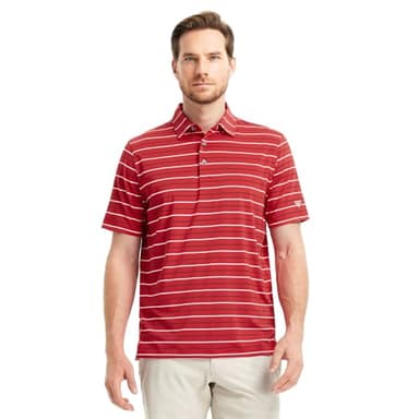 M MAELREG Golf Dry Fit Polo Shirts for Men Casual Collared Moisture Wicking Stylish Striped Golf Shirts for Men - Image 2