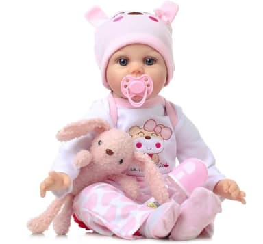 Kdudgso Reborn Baby Dolls Girl 22 Inch Realistic Silicone Baby Doll, Real Life Bebe Dolls Lifelike Handmade Soft Vinyl Cloth Body with Feeding Kit Toys Gifts for Kids 3+ (Lucia) - Image 1