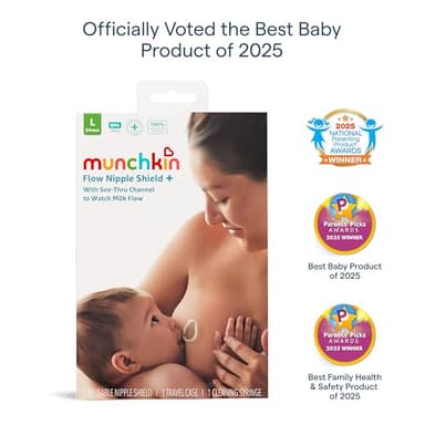 Munchkin® Flow Nipple Shield + with See-Thru Channel to Watch Milk Flow - Nurse Confidently and Meet Your Breastfeeding Goals, Silicone - 20mm - Image 4