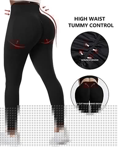 NORMOV 4 Piece Butt Lifting Workout Leggings for Women, Seamless Gym Scrunch Booty Lifting Sets(2Black/Grey/Burgundy, L) - Image 5