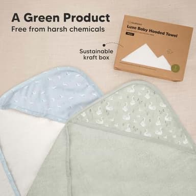 KeaBabies Hooded Baby Towel for Newborn - Viscose Derived from Bamboo Large Baby Bath Towels with Hood for Boys, Girls, Toddler, Extra Absorbent & Soft Newborn Bath Essentials (Serenity) - Image 8