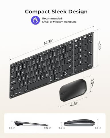 seenda Bluetooth Keyboard and Mouse for Mac, SKM64-2 Multi-Device Rechargeable Slim Wireless Keyboard Mouse Stainless Steel Full Size, Compatible with MacBook Pro/Air, iPad, Mac - Space Gray - Image 6
