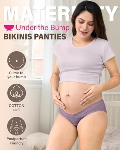 Intimate Portal Cotton Maternity Underwear Under the Bump Pregnancy Bikini Panties Women Postpartum Briefs 6 Pack Inspiration M - Image 2