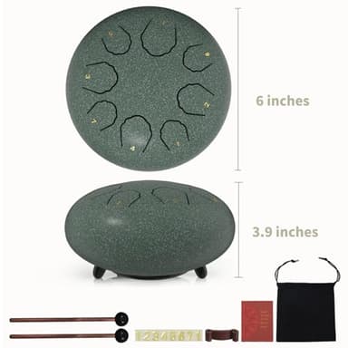 Rain Drum for Outside Garden, 6 Inches 8 Notes Steel Tongue Drum, Outside Garden Rain Chime, Chakra Drum for Rain (Porcelain, 6 Inch) - Image 5