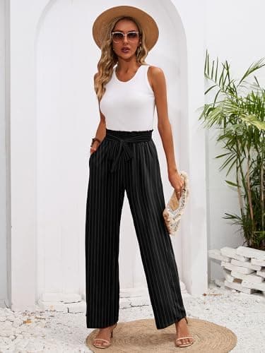 Heymoments Women's Wide Leg Lounge Pants with Pockets Lightweight High Waisted Adjustable Tie Knot Loose Trousers - Image 6