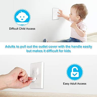 Mom's Choice Gold Awards Winner - Outlet Covers with Hidden Pull Handle Baby Proofing Plug Covers (45 Pack) 3-Prong Child Safety Socket Covers Electrical Outlet Protectors Kid Proof Outlet Cap - Image 2