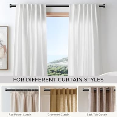 VOIIY Curtain Rods for Windows 48 to 84 Inch(4-7 Feet),Black 1'' Diameter Drapery Rods with End Cap Style Design,Modern Adjustable Heavy Duty Curtain Rod,Size:36''-88'' - Image 6