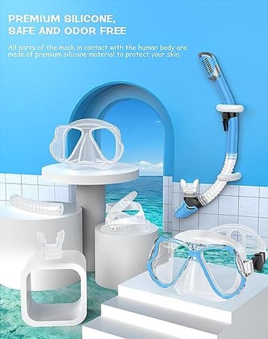 Greatever Dry Snorkel Set,Panoramic Wide View,Anti-Fog Scuba Diving Mask,Professional Snorkeling Gear for Kids - Image 6