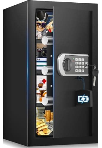 4.3 Cuft Large Home Safe, Safe Box with Fireproof Waterproof Bag, Anti-theft Digital safety Box with Programmable Keypad Keys, Smart Alert, Mute Mode, Security Safes for Documents Valuables - Image 1
