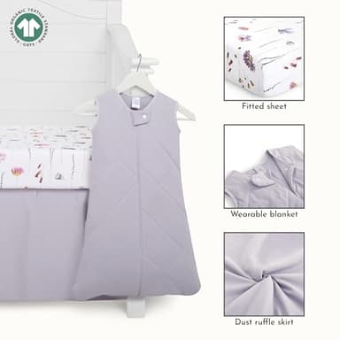 Evolur Be Wild 3 Piece Crib Bedding Set, Machine Washable, Soft and Breathable Toddler Bedding Set, Includes Fitted Sheet, Wearable Blanket and Crib Skirt - Image 6