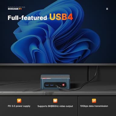BOSGAME P3 Mini PC, AMD Ryzen 7 6800H Mini Computers, 24GB DDR5, 1TB PCIe SSD, 4K Triple Display & USB4, Dual 2.5G LAN & Wi-Fi 6E & BT5.2, Desktop Computers for Gaming, Office, Design - Image 6
