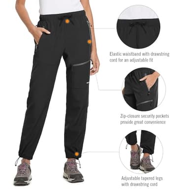 baleaf Cargo Pants for Women Petite Joggers Lightweight Quick Dry Pant Water Resistant 27'' Travel Workout Athletic Black Size L - Image 4