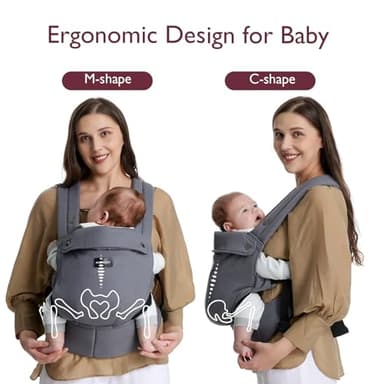 Momcozy Baby Carrier - Ergonomic, Cozy and Lightweight Carrier for 7-44lbs, Effortless to Put On, Ideal for Hands-Free Parenting, Enhanced Lumbar Support, Purehug for Infant to Toddler, Grey - Image 4