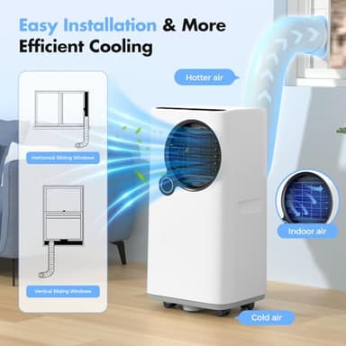 Qxpztk Portable Air Conditioners,16000 BTU 6-in-1 Cooling, Dehumidifier & Fan, Ultra Quiet with 24H Smart Timer, Auto Shut-Off & Child Lock for Home/Bedroom/Office - Image 5