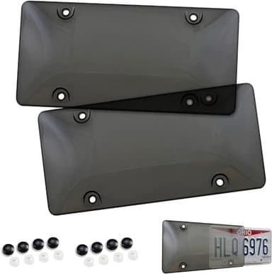 Unbreakable License Plate Covers | Front & Rear Shield Fastening for Car Frames | Premium 6"x12" Auto & Truck Accessories - Image 1