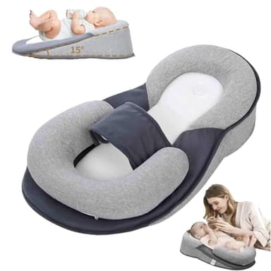 Baby Feeding Support Pillow,Reducing Spit-Up Nursing Pillow, Lounger Baby Reflux Wedge Breastfeeding Nursing Pillow,Adjustable Safety Strap,Bottle Feeding Support - Image 1