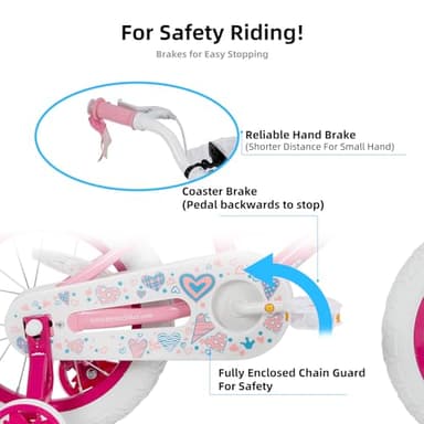 JOYSTAR 14 Inch Girls Bike Toddler Bike for 3 4 5 Years Old Girl 14" Kids Bikes for Ages 3-5 yr with Training Wheels and Basket Children's Bicycle in Pink - Image 3