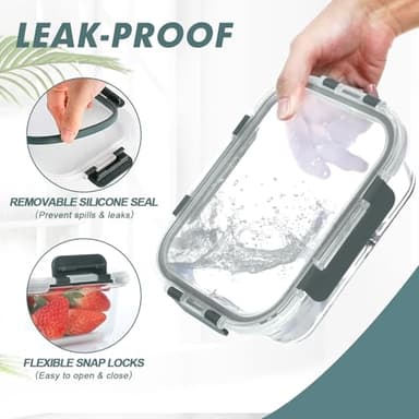 KOMUEE 30 oz 5 Pack Glass Meal Prep Containers, Glass Storage Containers with Lids - Dishwahser, Microwave, Oven and Freezer Safe - Image 4