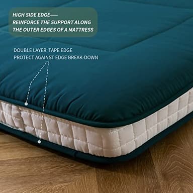 MAXYOYO Futon Mattress, Padded Japanese Floor Mattress Quilted Bed Mattress Topper, Extra Thick Folding Sleeping Pad Breathable Floor Lounger Guest Bed for Camping Couch, Bluestone, Queen - Image 6