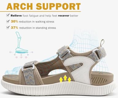 KuaiLu Womens Orthopedic Walking Sandals Comfortable Plantar Fasciitis Arch Support Summer Outdoor Travel Outfits Platform Cushion Shoes Athletic Sport Recovery Adjustable Strap Slides Beige Size 8.5 - Image 3
