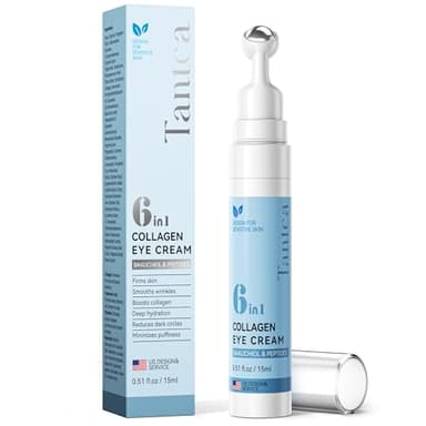 Tantea Under Eye Cream Anti-Aging | 6 in 1 Collagen Anti-Wrinkle Eye Cream - Peptides, Bakuchiol, Centella - Wrinkles | Fine Lines | Dark Circles | Puffiness | Natural Retinol Alternative, 0.51 fl.Oz - Image 1