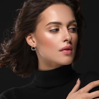 Silver Oval Huggie Hoop Earrings for Women Trendy Spiral Chain Hoop Earrings Handmade Sleeper Earrings - Image 2