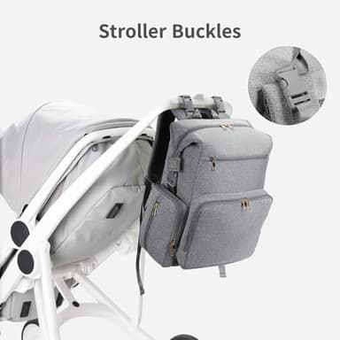 CEI-CEI Neoprene Diaper Bag Backpack with Insulated Pockets, Large Newborn Baby Maternity Bags Travel Tote with Changing Pad (Grey) - Image 5