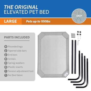 Coolaroo Original Elevated Dog Bed - Breathable Off-The-Ground Pet Bed with Cooling Fabric, Joint Relief & Moisture-Resistant Fabric, 100% Recyclable, Easy Clean, Grey, Large - Image 5