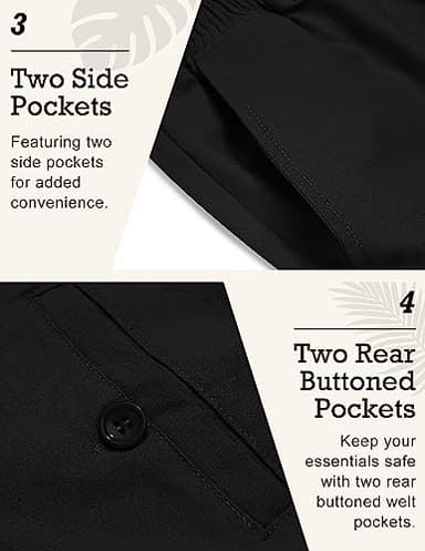 COOFANDY Men Casual Linen Pants Beach Summer Lightweight Pants Elastic Waist Drawstring Loose Trousers (Black, L) - Image 5