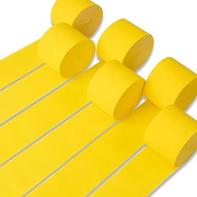 PartyWoo Yellow Crepe Paper Streamers 6pcs 492ft Pack of Yellow Crepe Paper Streamers for Easter Baby Shower Engagement Wedding Sunflower Graduation Bee Summer Luau Theme Birthday Party Decorations - Image 1