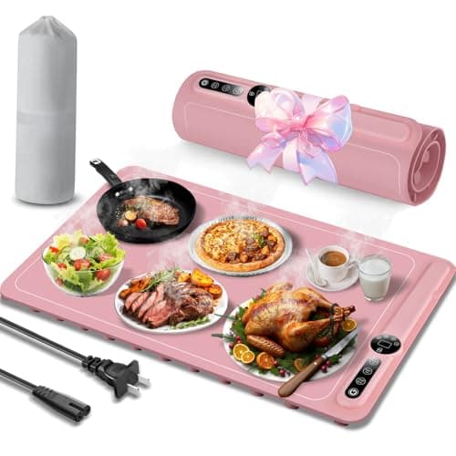 SUNMORN Warming Trays For Buffets Party, Warming Mat for Food, Precise Temperature Control Food Warming Mat, Uniform Heating Warming Mat, Electric Warming Tray, Premium Silicone Portable (Pink) - Image 1