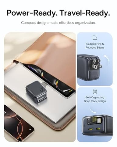 Baseus Enercore CJ11 Retractable USB C Charger, 67W 3 in 1 Fast Charging Block with Foldable Plug, PD/PPS for Galaxy S25/iPhone 17/16/15 Series/MacBook Air/Airpods 4 - Image 5