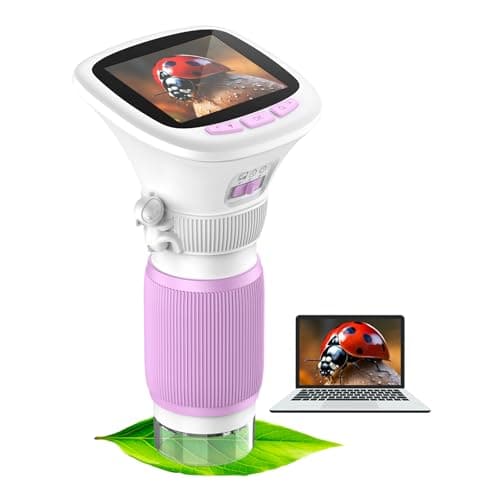 Microscope for Kids, EDCREATY 200X-1000X Portable Pocket Handheld Microscope, 2.4 High-Definition Screen, 200W Pixels for Birthday Christmas Holiday Toys Gifts for 5 6 7 8 9 10 11 12 Kids - Image 1