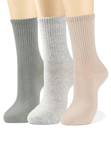 COTTON DAY Womens Soft Combed Cotton Crew Socks Beige Gray Olive BGO Shoe Size 6-9 - Image 1