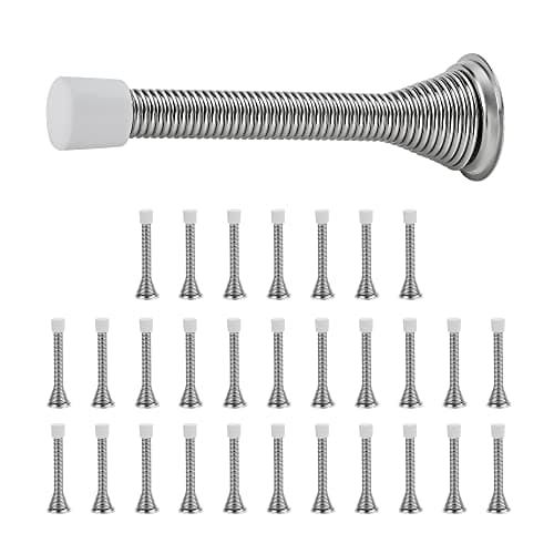 Ravinte Door Stoppers, 30 Pack Spring Door Stops with Rubber Bumper, Satin Nickel Door Stoppers for Bottom of Door - Image 1