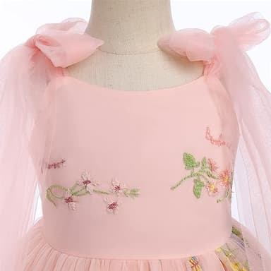 Toddler Birthday Dress, Tutu Dress for Girls Baby Boho Lace Hippie Flower Puffy Wedding Party Dance Gown for Kids Photoshoot Baptism Summer Floral Tulle Beach Clothes Pink & Floral 5-6 Years - Image 3