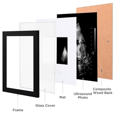 eletecpro Ultrasound Picture Frame with Real Glass Cover and 3 Different Mats, 7x7 Baby Keepsake Frame for 3x4 Inches Sonogram Photo, Wall Mount or Tabletop Display, Pregnancy Announcement, Black - Image 2