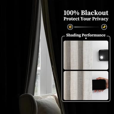 MYSKY HOME Linen Blackout Curtains 96 inches 2 Panels Set Pinch Pleated 100% Room Darkening for Living Room Bedroom Thermal Insulated Light Block Window Drapes Width 40", 2 PCs - Image 3