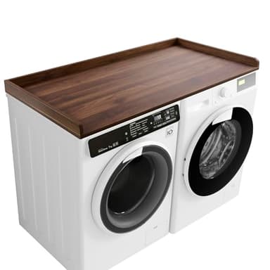 Kaboon Washer Dryer Countertop, Melamine Countertop with Edge Rails - 27.5" Depth x 54" Width Laundry Room Organization, Dark Walnut - Image 1